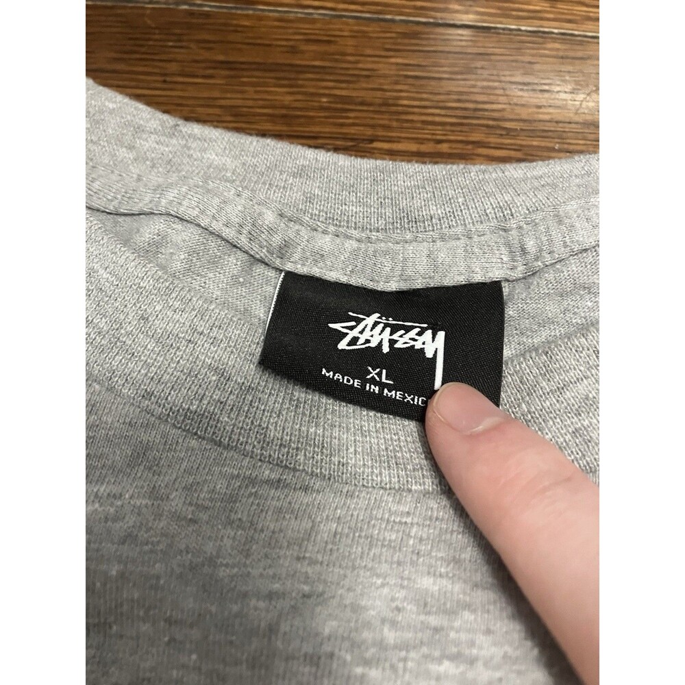 Stussy World Tribe S Link Logo Grey Long Sleeve Shirt Men's XL Streetwear NWOT - Picture 3 of 5